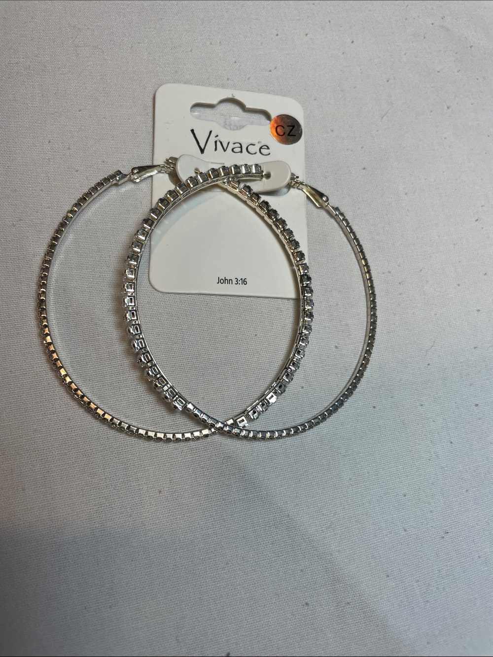 Silver CZ Hoop Earrings - Sparkling Silver Tone